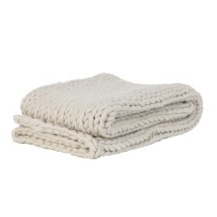 HEAVY KNITTED BLANKET CREAM - BLANKETS, TOWELS